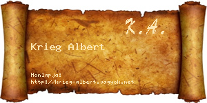 Krieg Albert névjegykártya